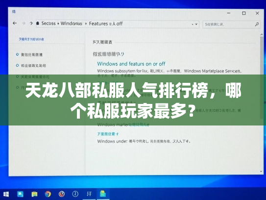 天龙八部私服人气排行榜，哪个私服玩家最多？