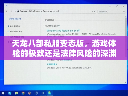 天龙八部私服变态版，游戏体验的极致还是法律风险的深渊？