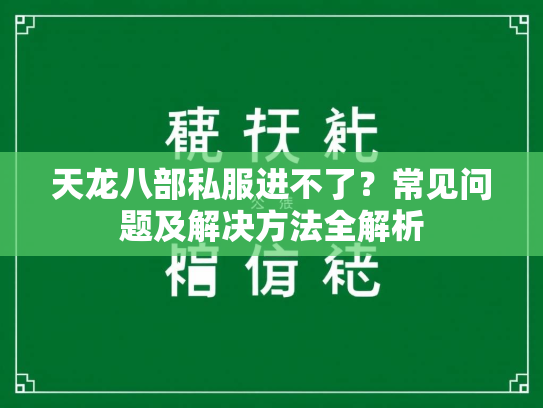 天龙八部私服进不了？常见问题及解决方法全解析  第2张