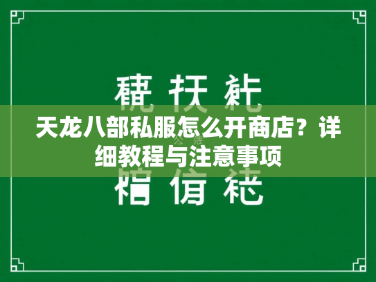 天龙八部私服怎么开商店？详细教程与注意事项  第2张