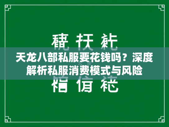 天龙八部私服要花钱吗？深度解析私服消费模式与风险