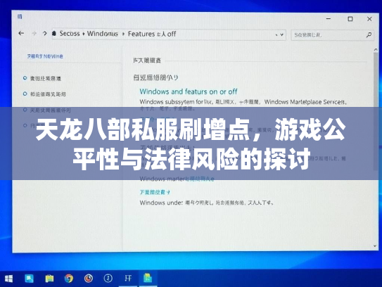 天龙八部私服刷增点，游戏公平性与法律风险的探讨