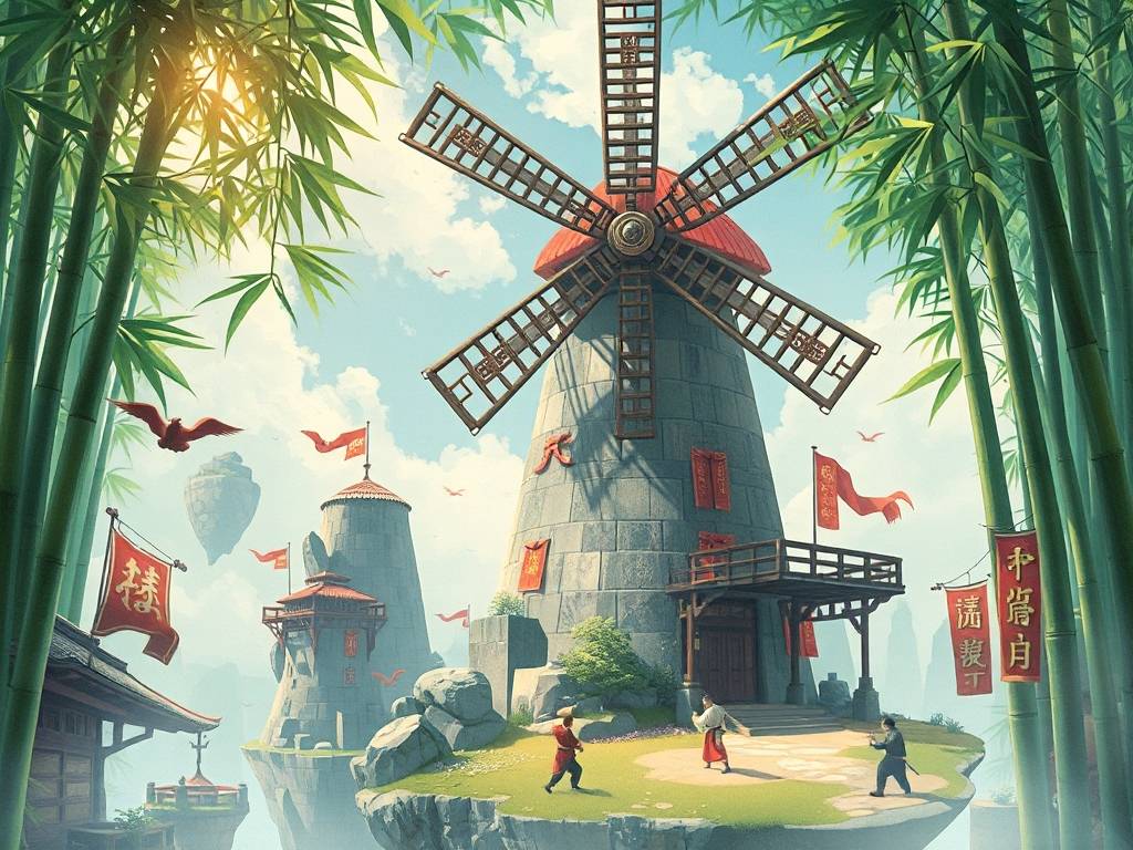 天龙八部私服中的大风车，虚拟江湖的另类风景