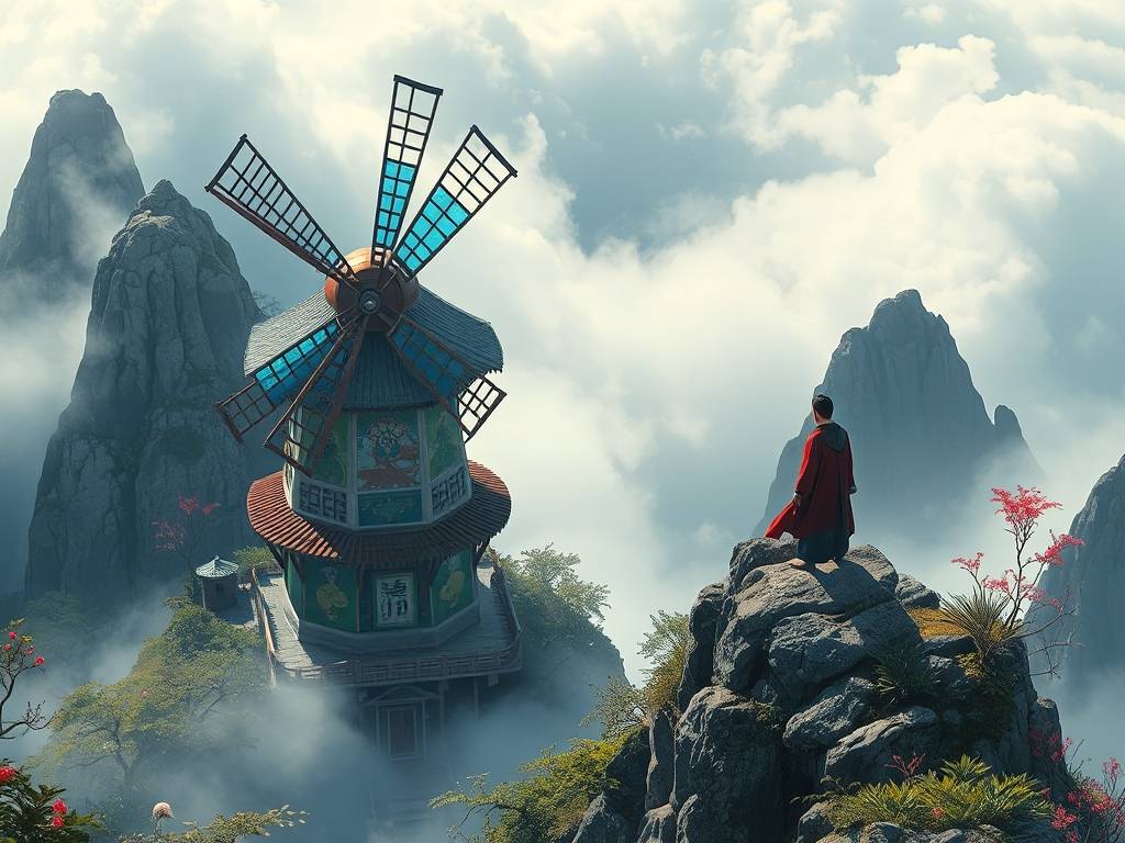 天龙八部私服中的大风车，虚拟江湖的另类风景